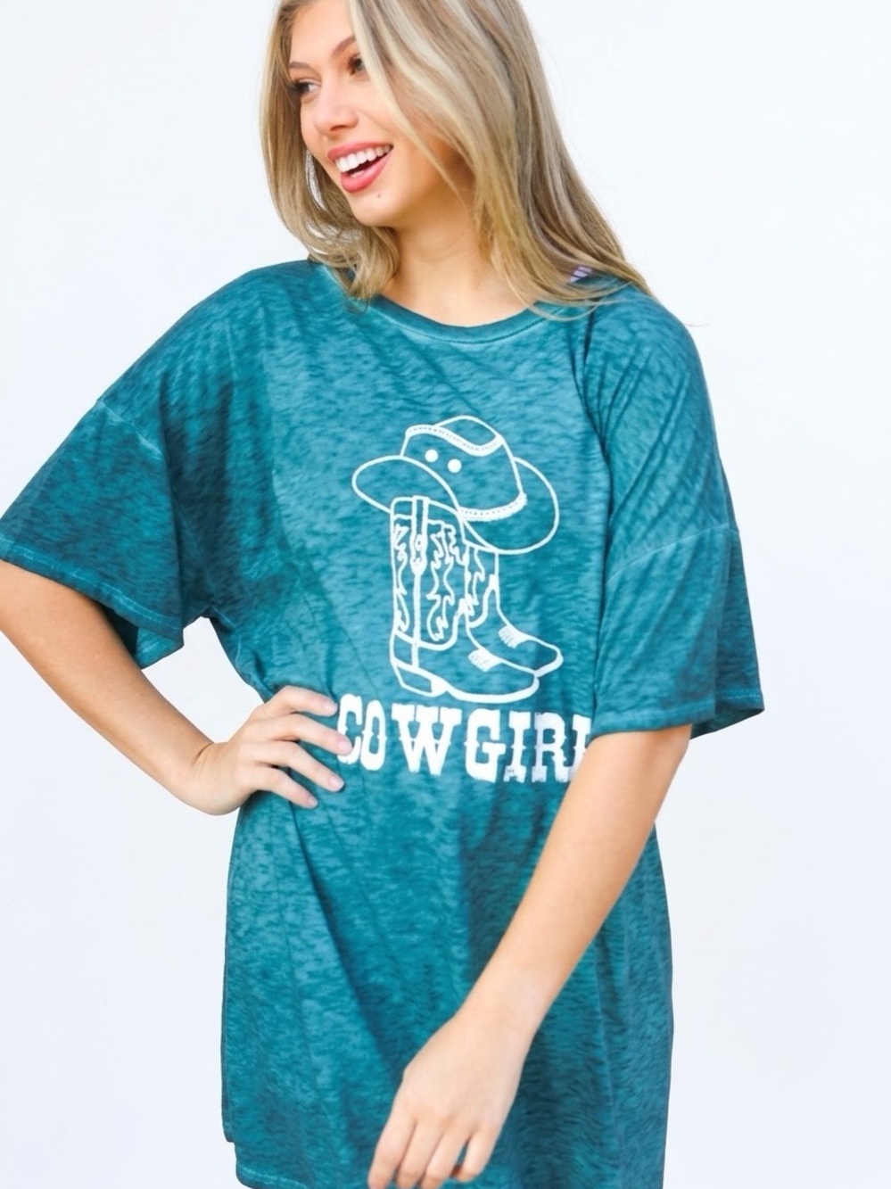 Peach Love Cowgirl Graphic T-Shirt Dress